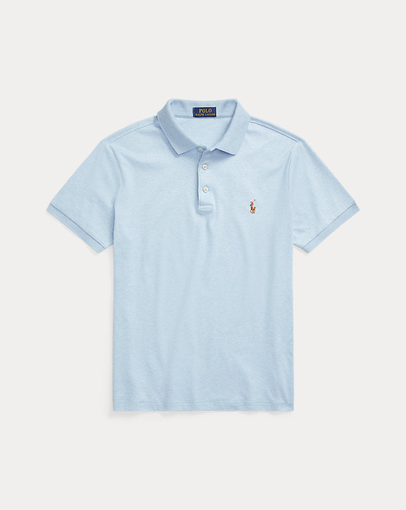 Custom Slim Fit Soft Cotton Polo Shirt Office Blue Heather