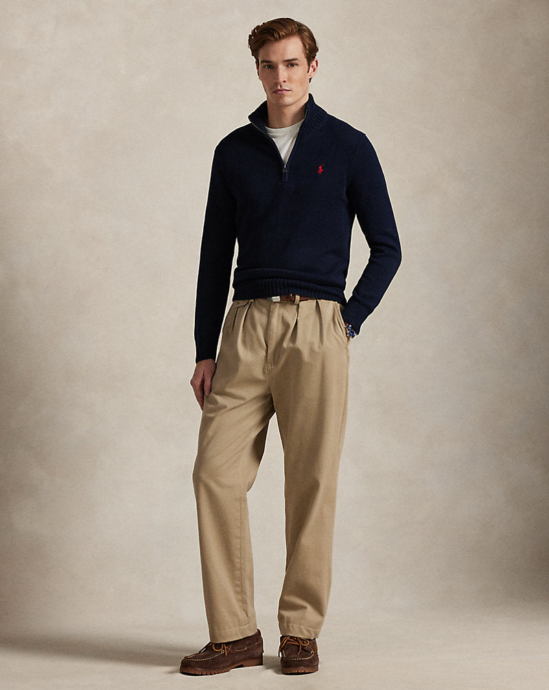 Cotton Quarter-Zip Jumper Hunter Navy