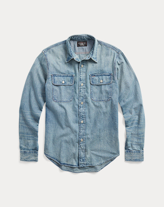 Indigo-Denim-Arbeitshemd „Clearfield Wash“