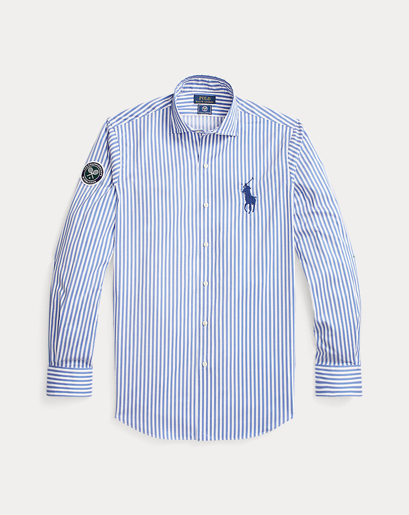 Wimbledon Striped Stretch Twill Shirt Blue/White
