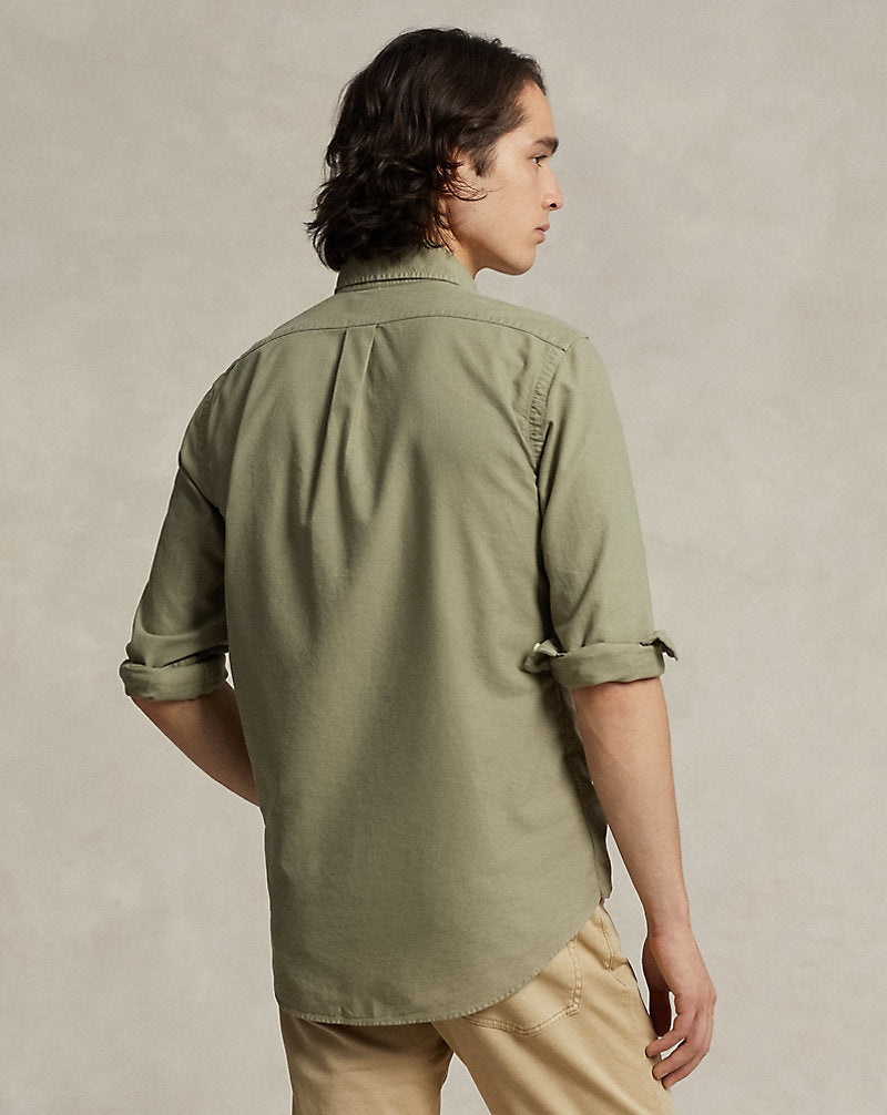 Custom Fit Garment-Dyed Oxford Shirt Sage Green