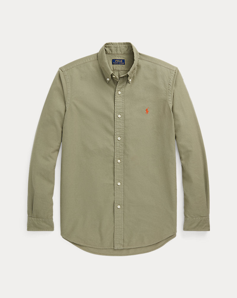 Custom Fit Garment-Dyed Oxford Shirt Sage Green