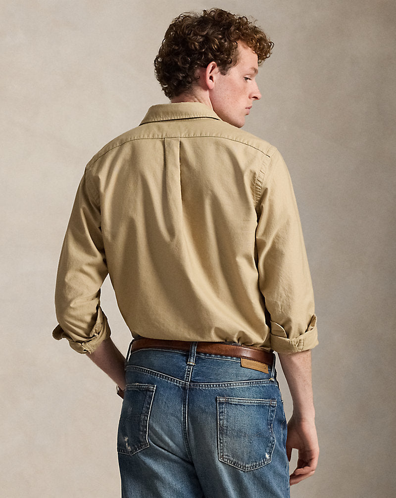 Custom Fit Garment-Dyed Oxford Shirt Surrey Tan