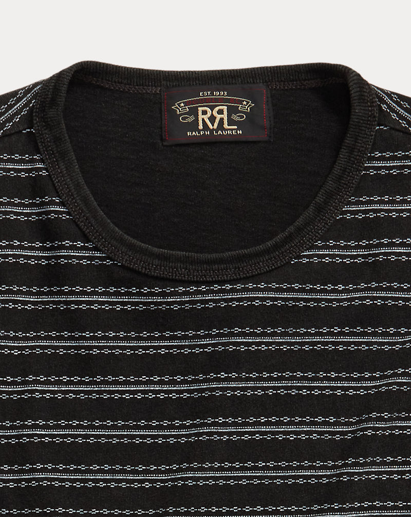 Indigo Striped Jacquard T-Shirt Black Multi