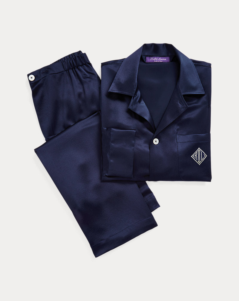 Monogram Silk Pyjama Set Navy
