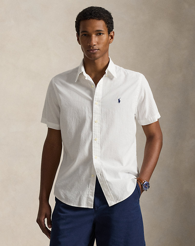 Custom Fit Seersucker Shirt White