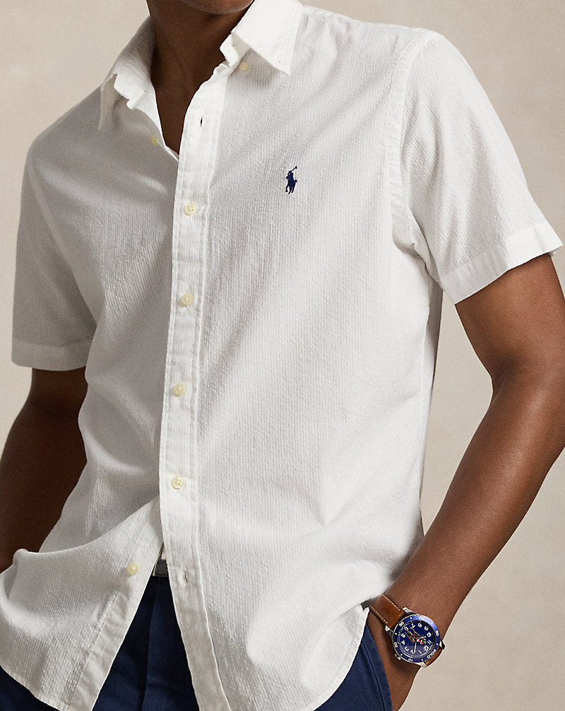 Custom Fit Seersucker Shirt White