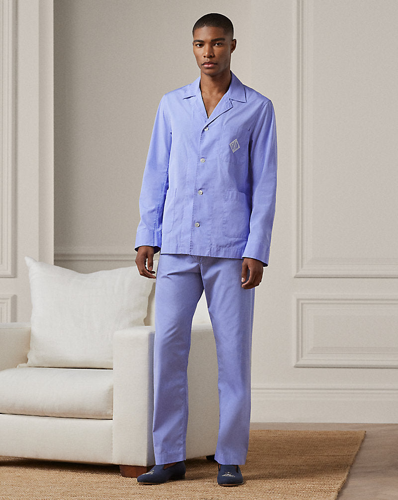 Monogram Cotton Pyjama Set Blue End On End