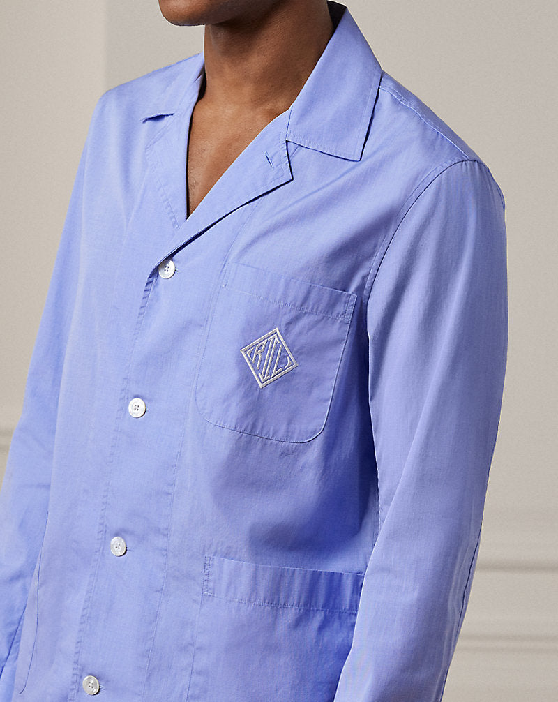 Monogram Cotton Pyjama Set Blue End On End