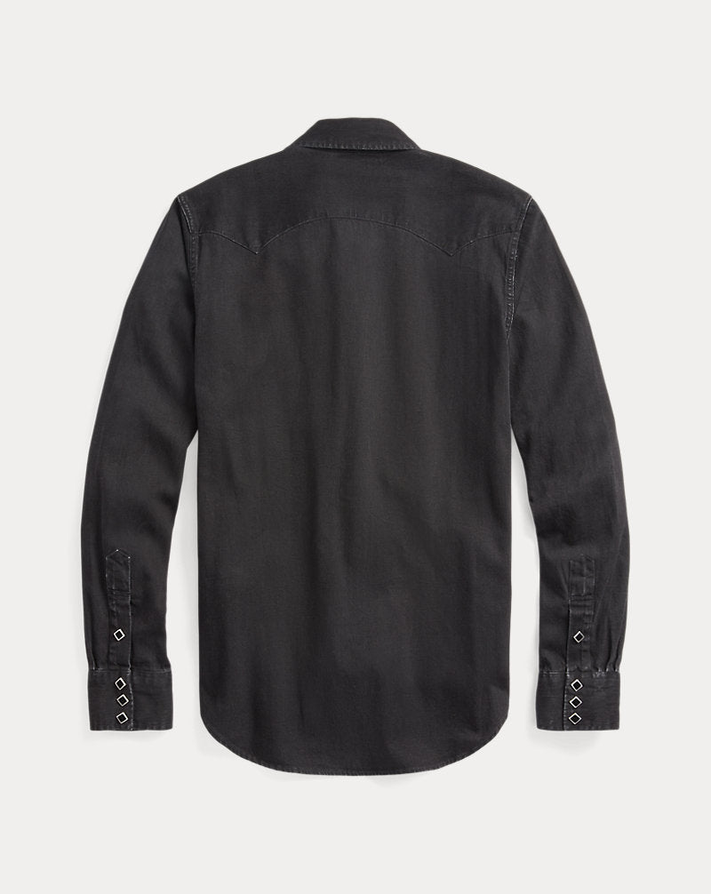 Slim Fit Denim Western Shirt Black