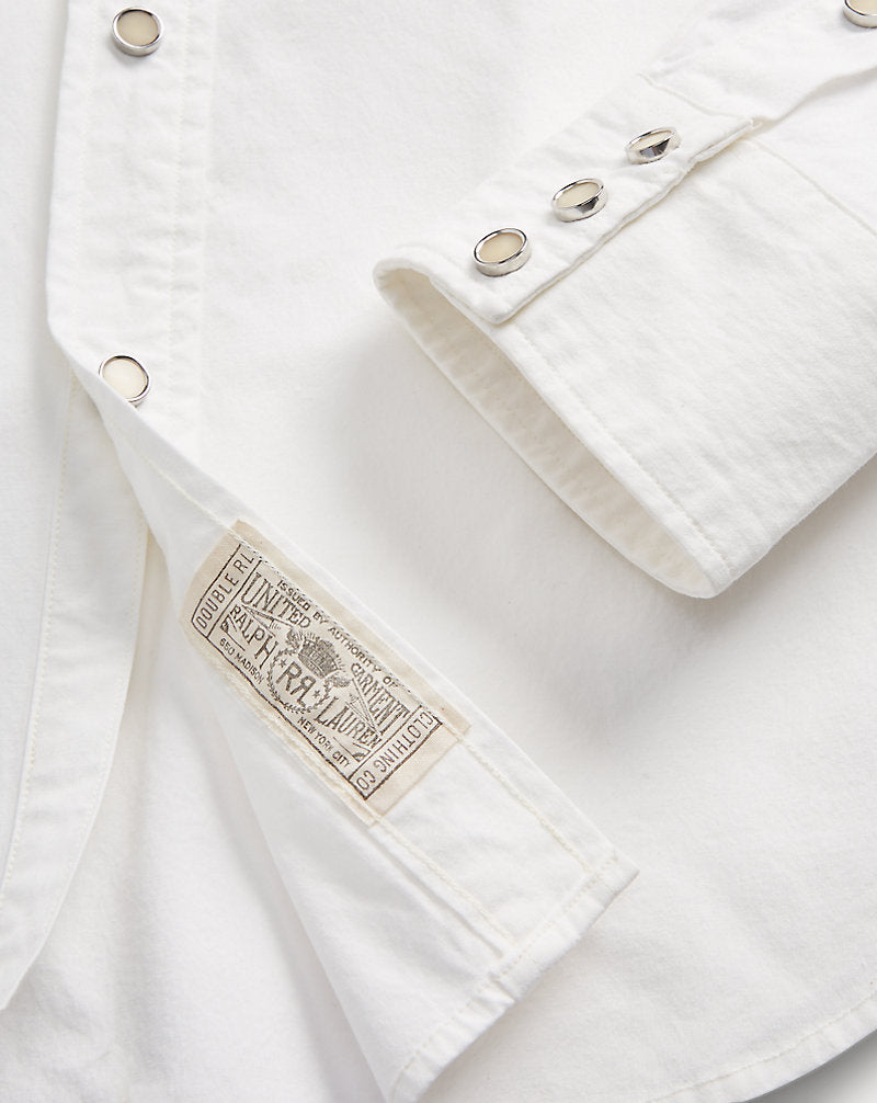 Slim Fit Poplin Western Shirt White