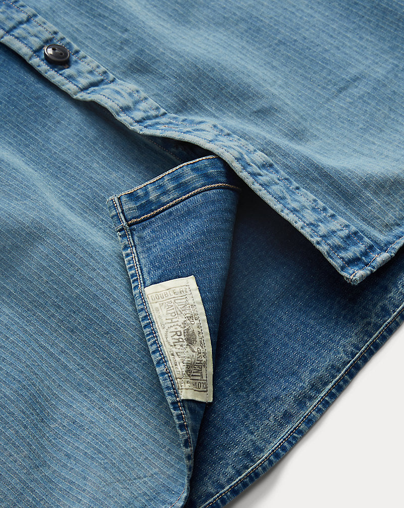 Indigo Herringbone Twill Workshirt Faded Indigo