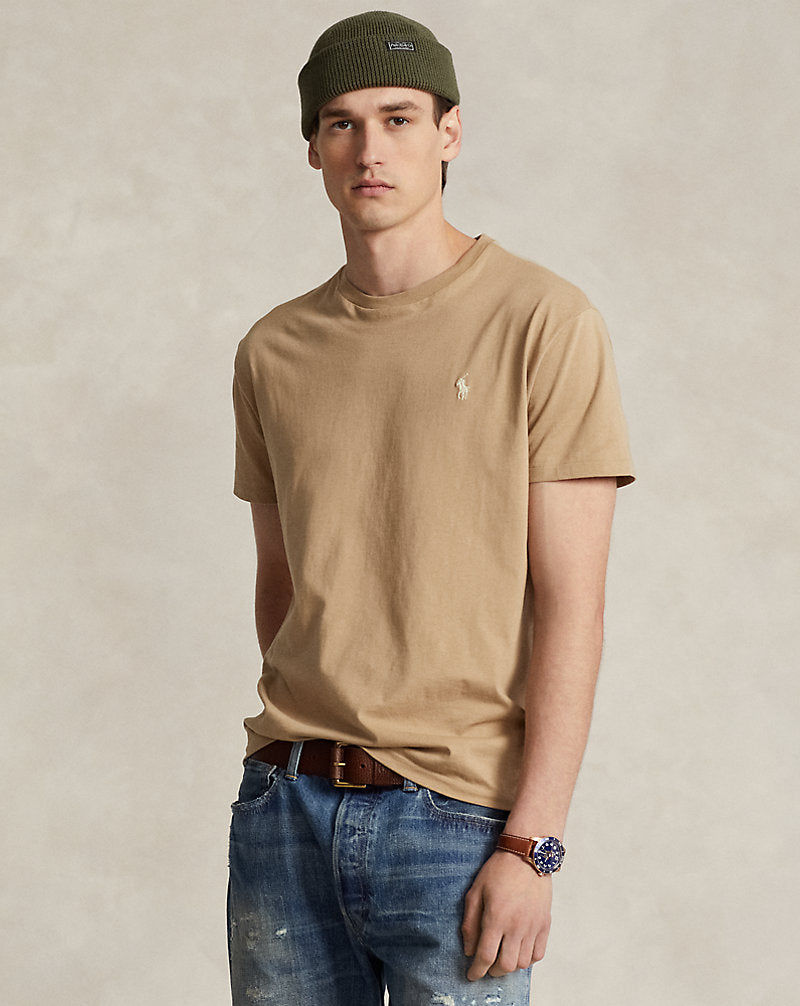 Classic Fit Jersey Crewneck T-Shirt Luxury Tan