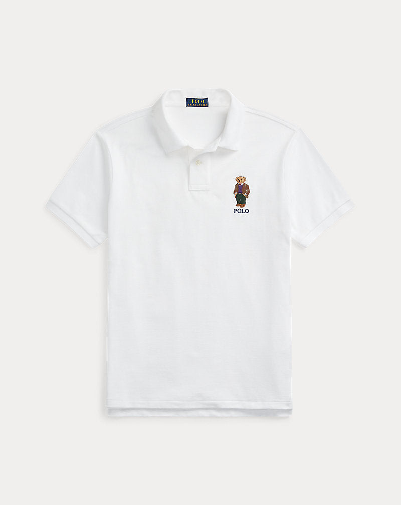 Custom Slim Fit Polo Bear Polo Shirt White