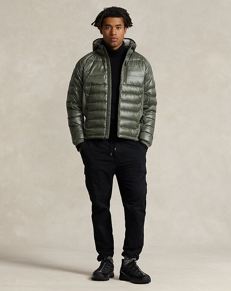 Water-Repellent Hybrid Down Jacket Fossil Green