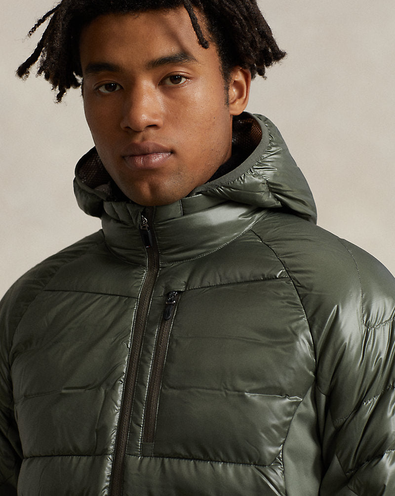 Water-Repellent Hybrid Down Jacket Fossil Green