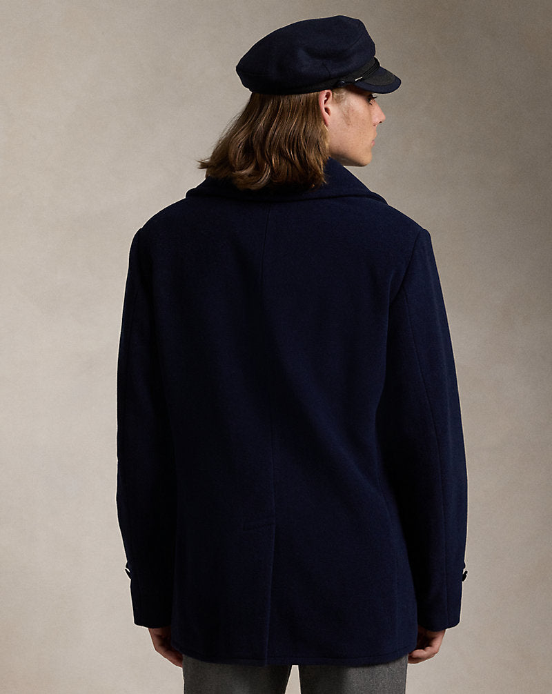 Wool-Blend Twill Peacoat Navy
