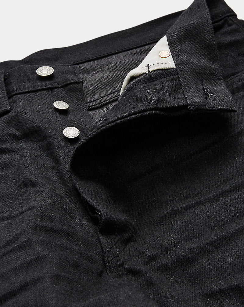 Vintage 5-Pocket Black Selvedge Jeans Neu Schwarz auf Schwarz