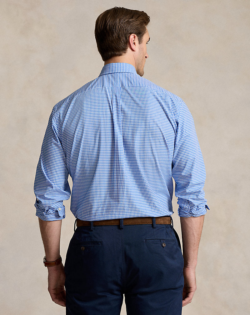 Gingham Stretch Poplin Shirt Blue/White Check