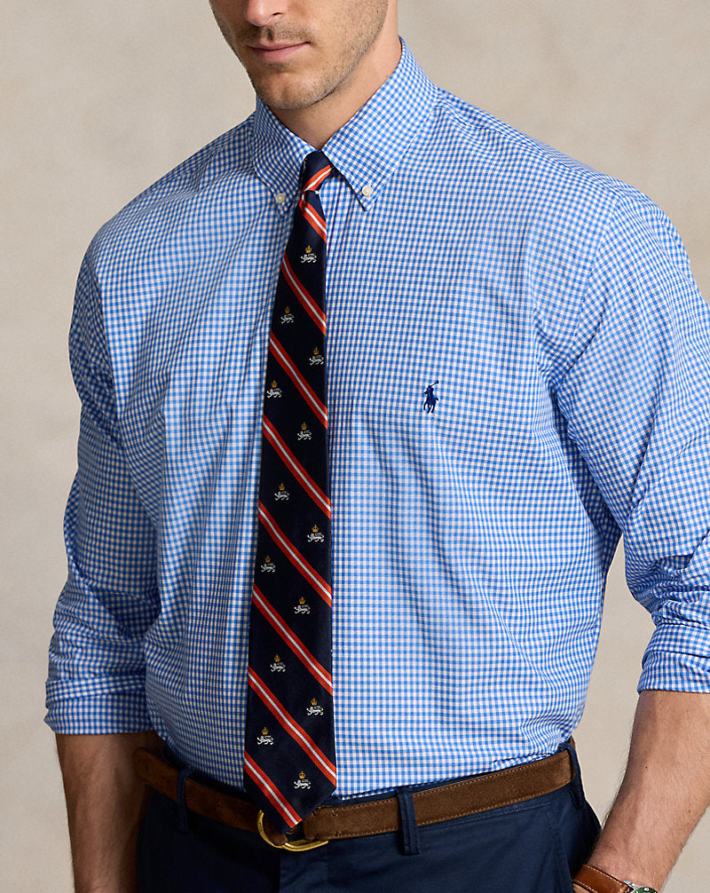 Gingham Stretch Poplin Shirt Blue/White Check