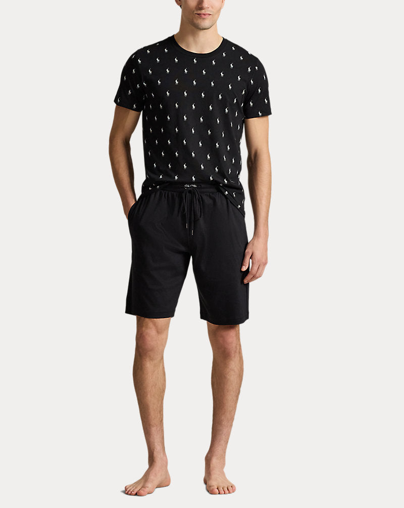 Allover Pony Cotton Jersey Sleep Shirt Polo Black Aopp