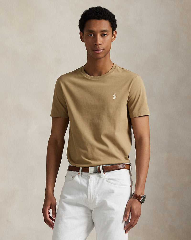 Custom Slim Fit Jersey Crewneck T-Shirt Caf¨¦ Tan
