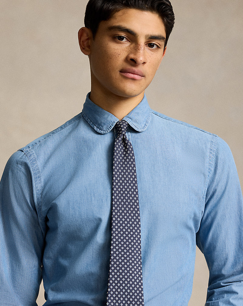 Custom Fit Indigo Chambray Shirt Medium Blue