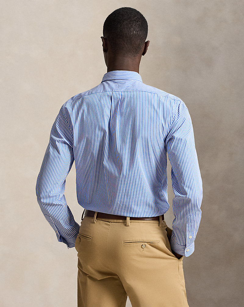 Slim Fit Striped Stretch Poplin Shirt Light Blue/White