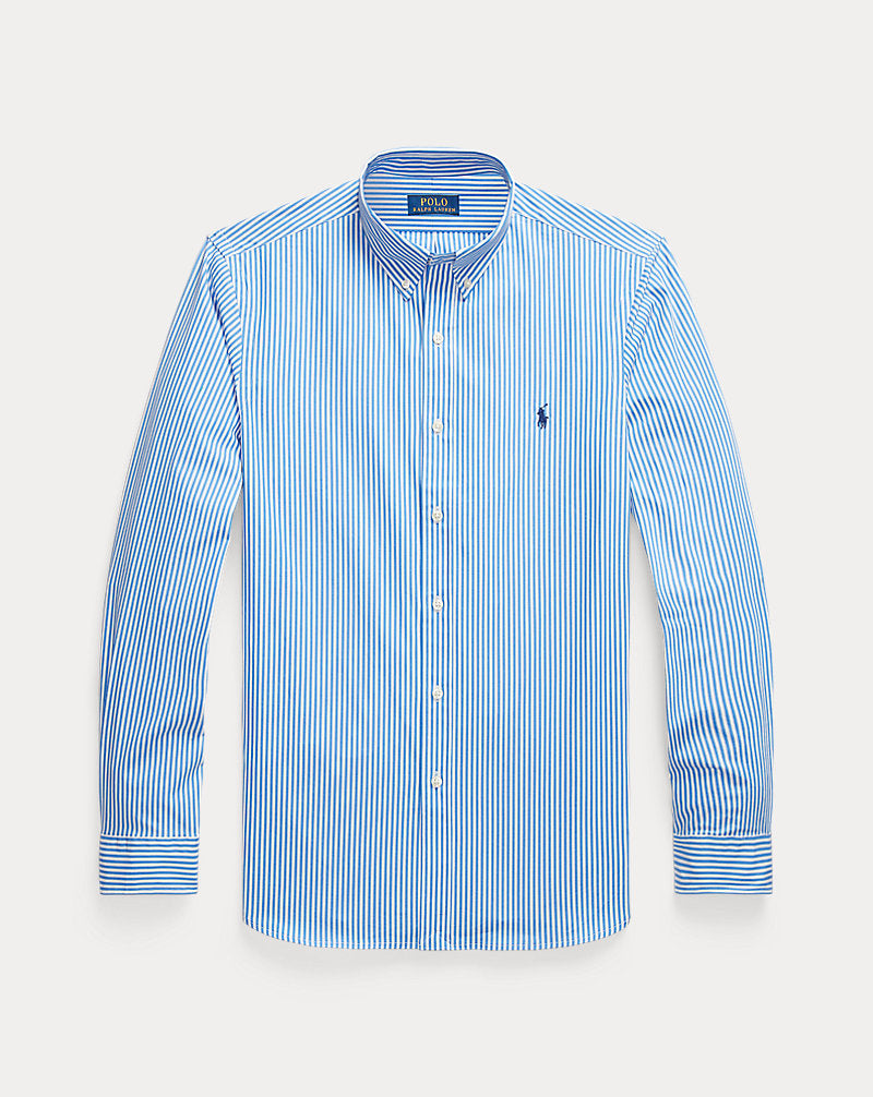 Slim Fit Striped Stretch Poplin Shirt Light Blue/White