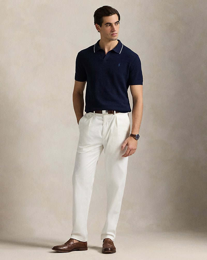 Textured Cotton-Linen Jumper Bright Navy
