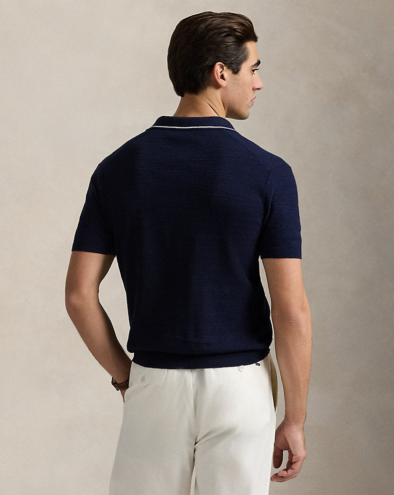 Textured Cotton-Linen Jumper Bright Navy