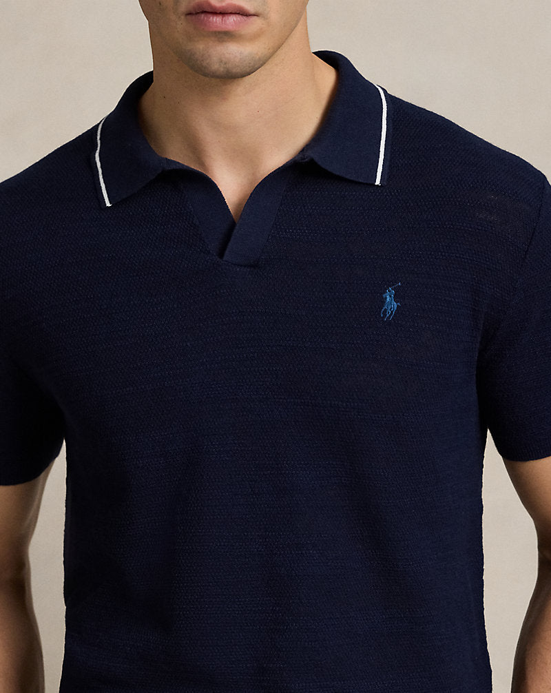 Textured Cotton-Linen Jumper Bright Navy