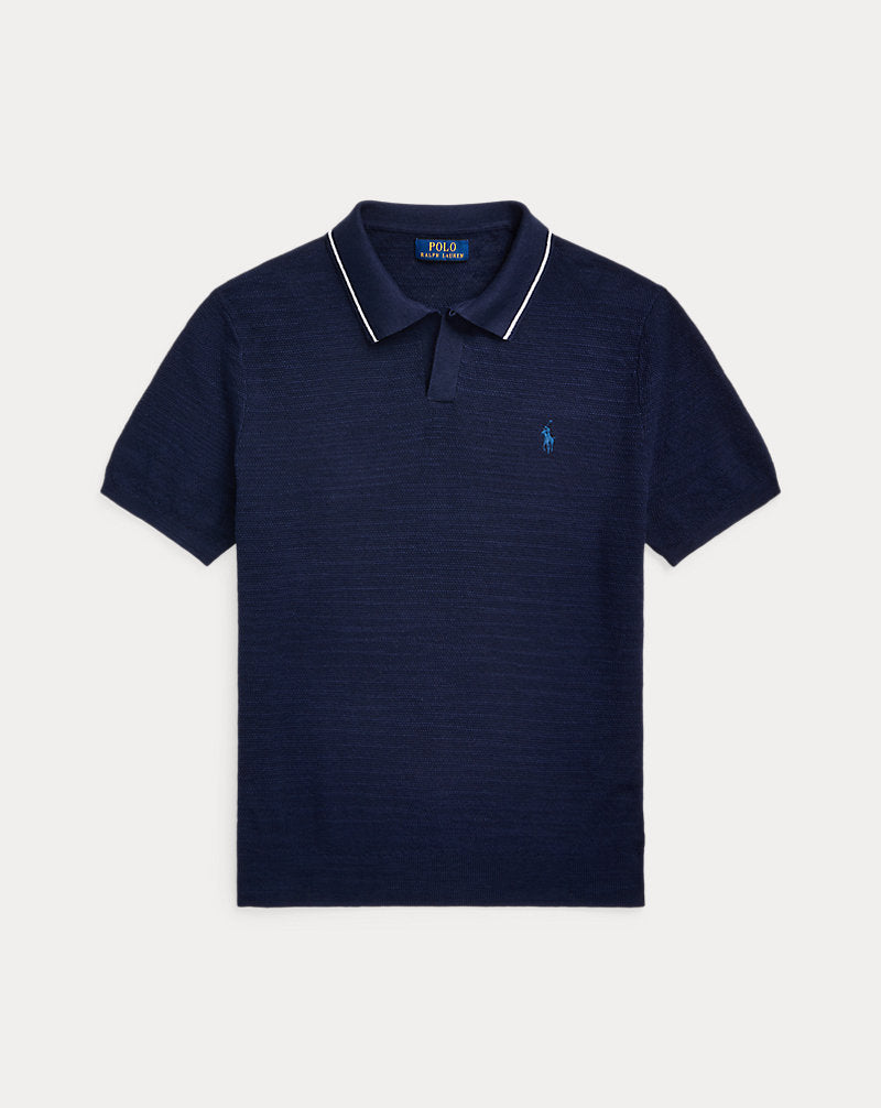 Textured Cotton-Linen Jumper Bright Navy