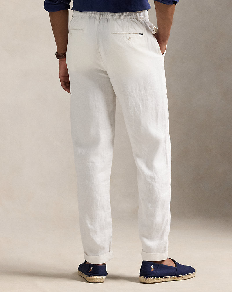 Lateef Slim Tapered Leinenhose Deckwash White