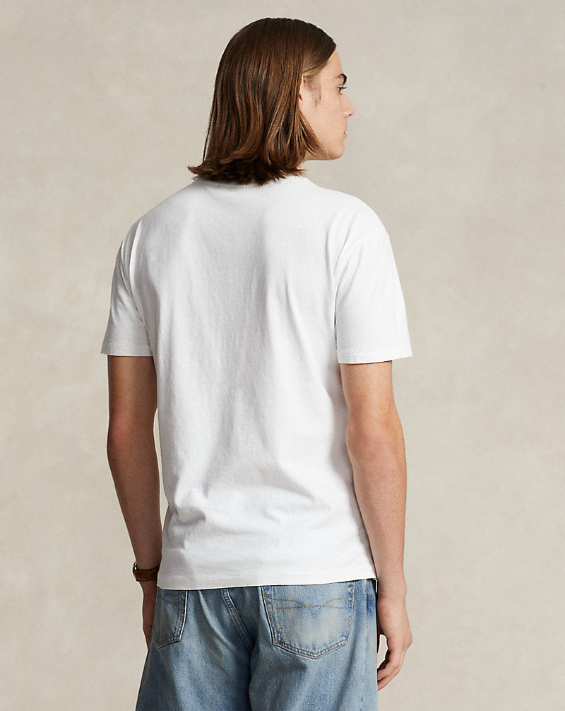 Classic Fit Cotton-Linen Pocket T-Shirt Ceramic White