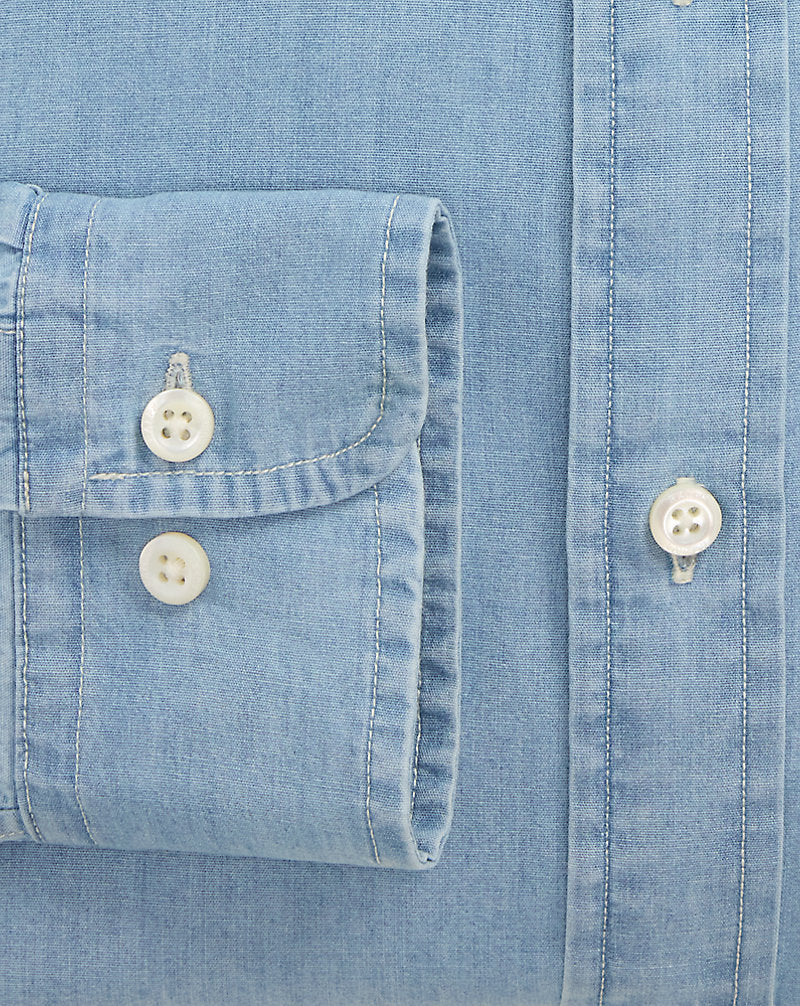 Custom Fit Indigo Chambray Shirt Nimes Blue/White