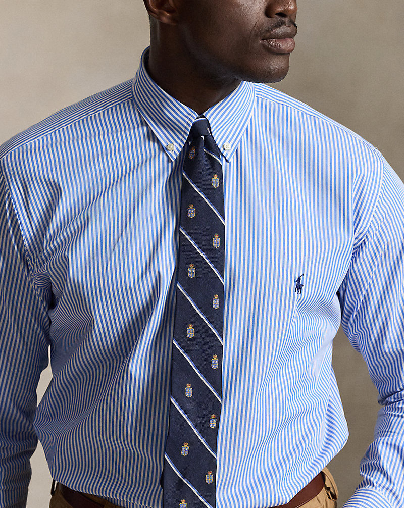 Striped Stretch Poplin Shirt 4655h Light Blue/White
