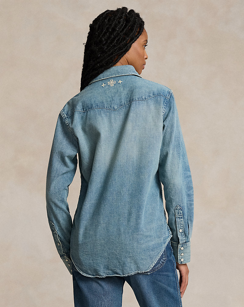 Naiomi Glasses Denim Western Shirt Hilliard Wash