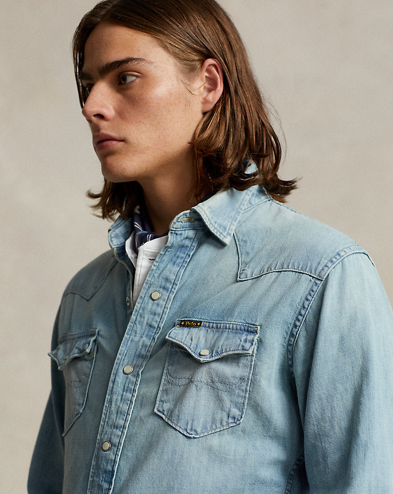 Naiomi Glasses Denim Western Shirt Hilliard Wash