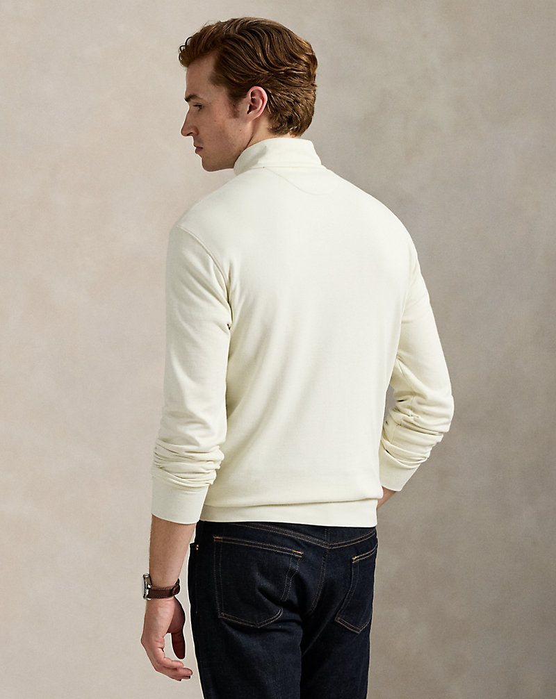 Luxury Jersey Quarter-Zip Pullover Parchment Cream