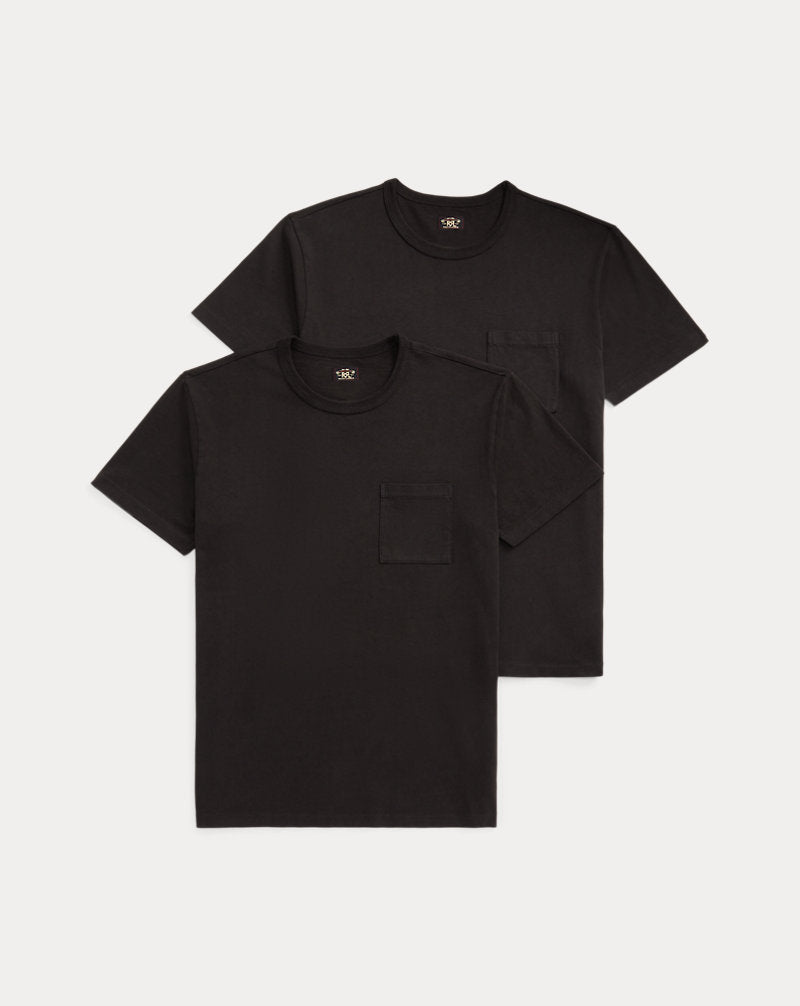 Garment-Dyed Pocket T-Shirt Two-Pack Black