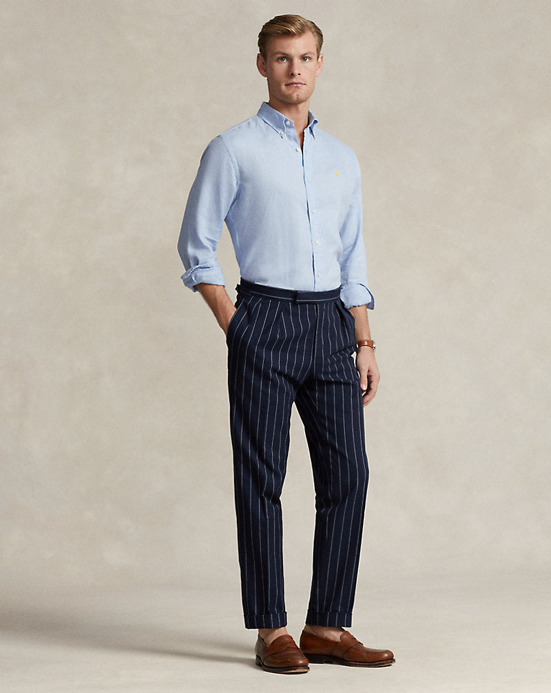 Custom Fit Linen Shirt Blue Hyacinth