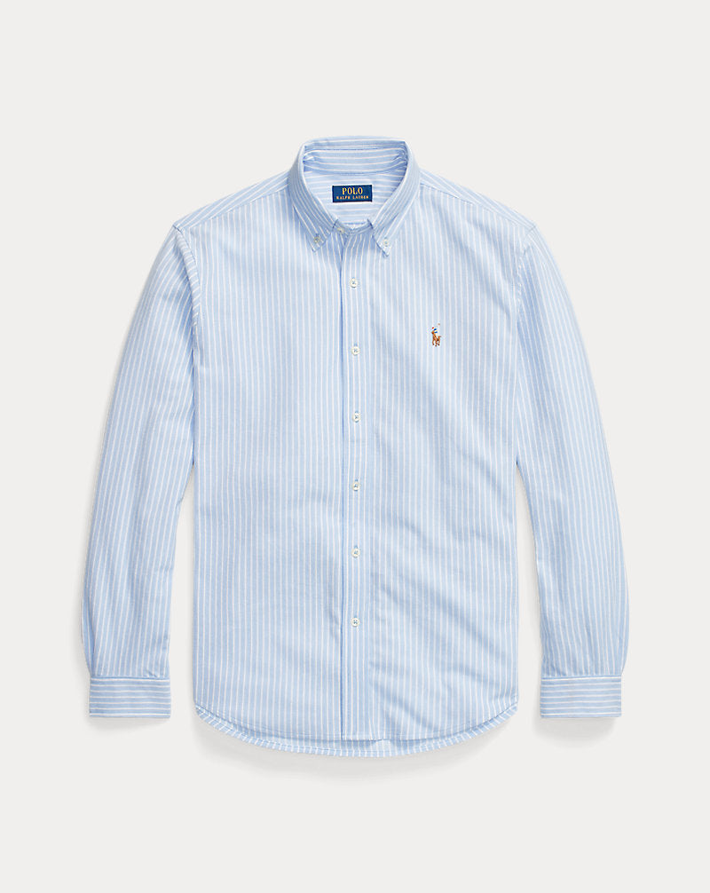 Striped Knit Oxford Shirt Dress Shirt Blue/White