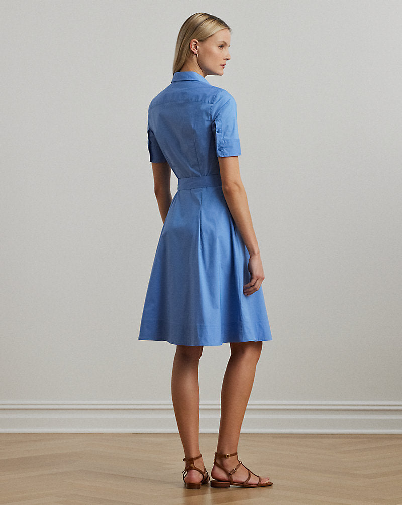 Hemdblusenkleid aus Baumwollmischung Himmelblau