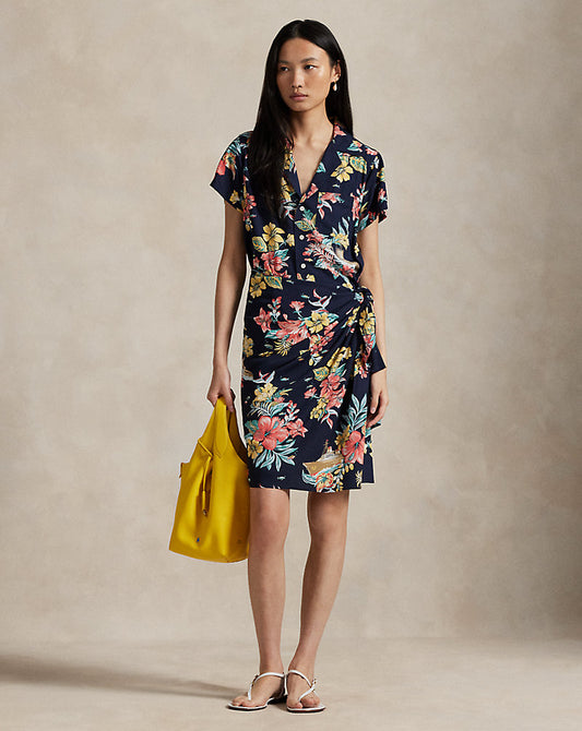Floral Faux-Wrap Shirtdress Unchartered Floral