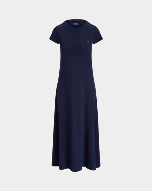 Cotton Crewneck Dress Cruise Navy
