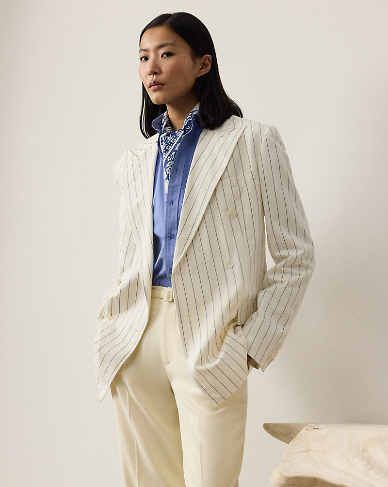 Bennet Gestreifte Jacke mit Waschung Creme/Lux Navy