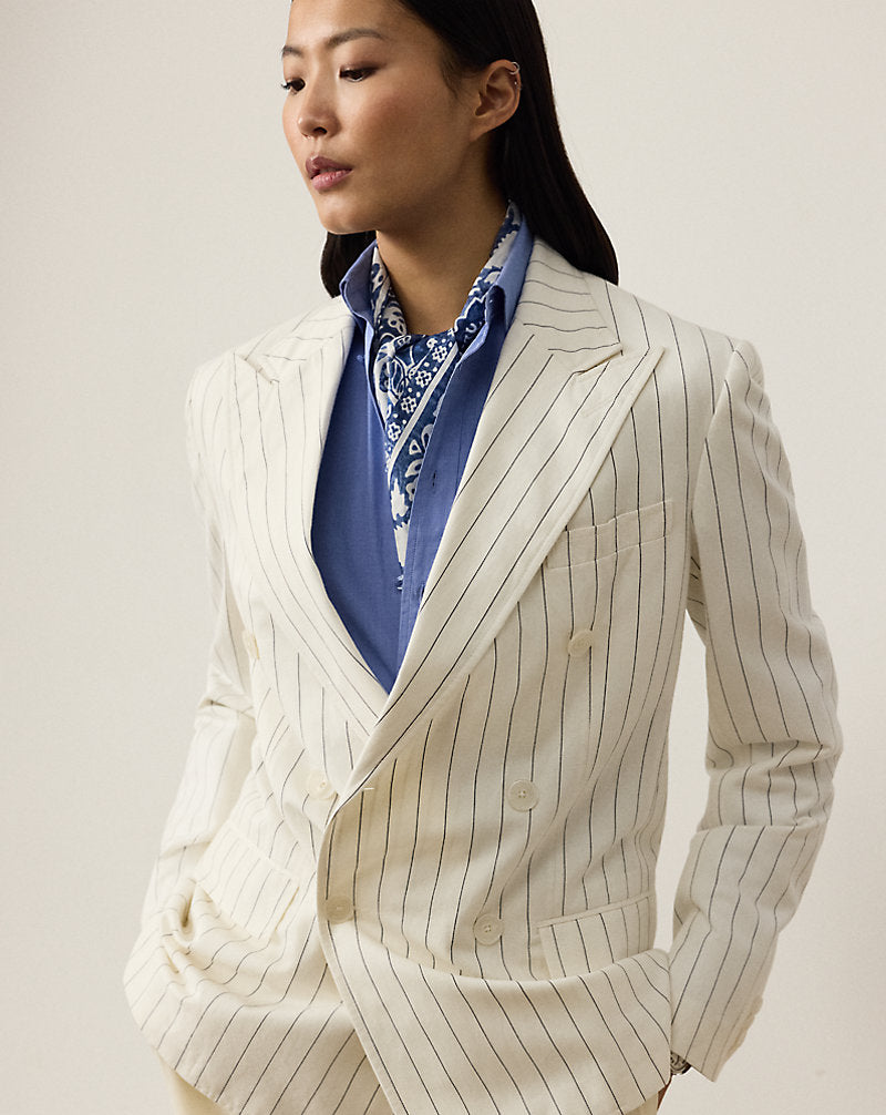 Bennet Gestreifte Jacke mit Waschung Creme/Lux Navy