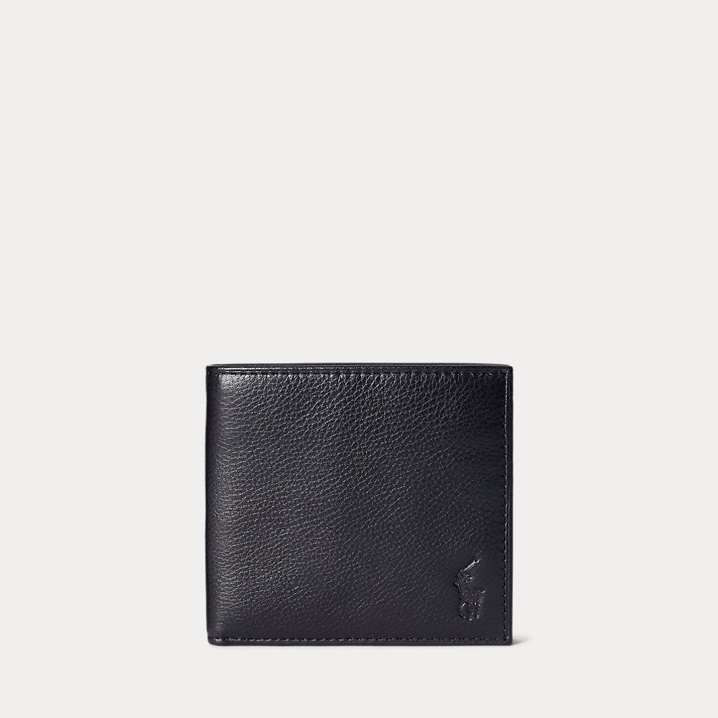 Pebbled Leather Billfold Wallet Black