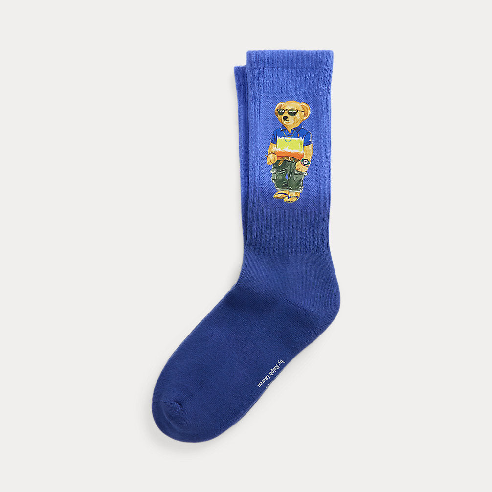 Polo Bear Cotton-Blend Crew Socks Blue